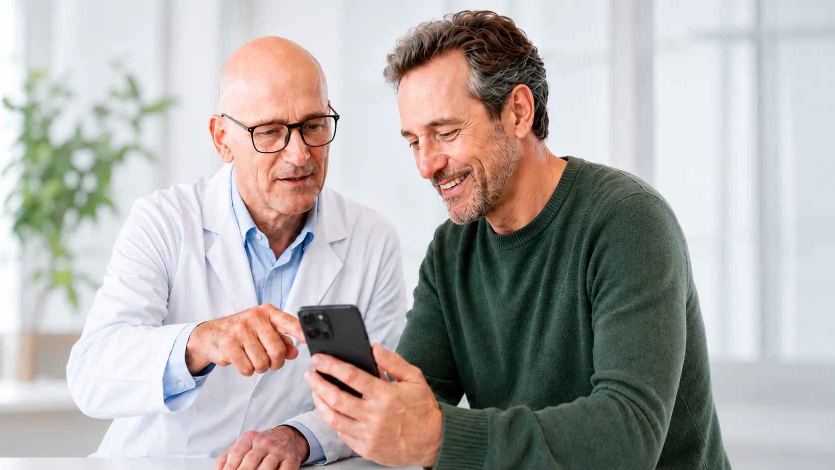 Prof. Dr. med. Frank Sommer begleitet einen Patienten bei der Nutzung von Promano
